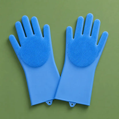Silicone Scrubbing Gloves Reusable Dish Washing & Cleaning Gloves