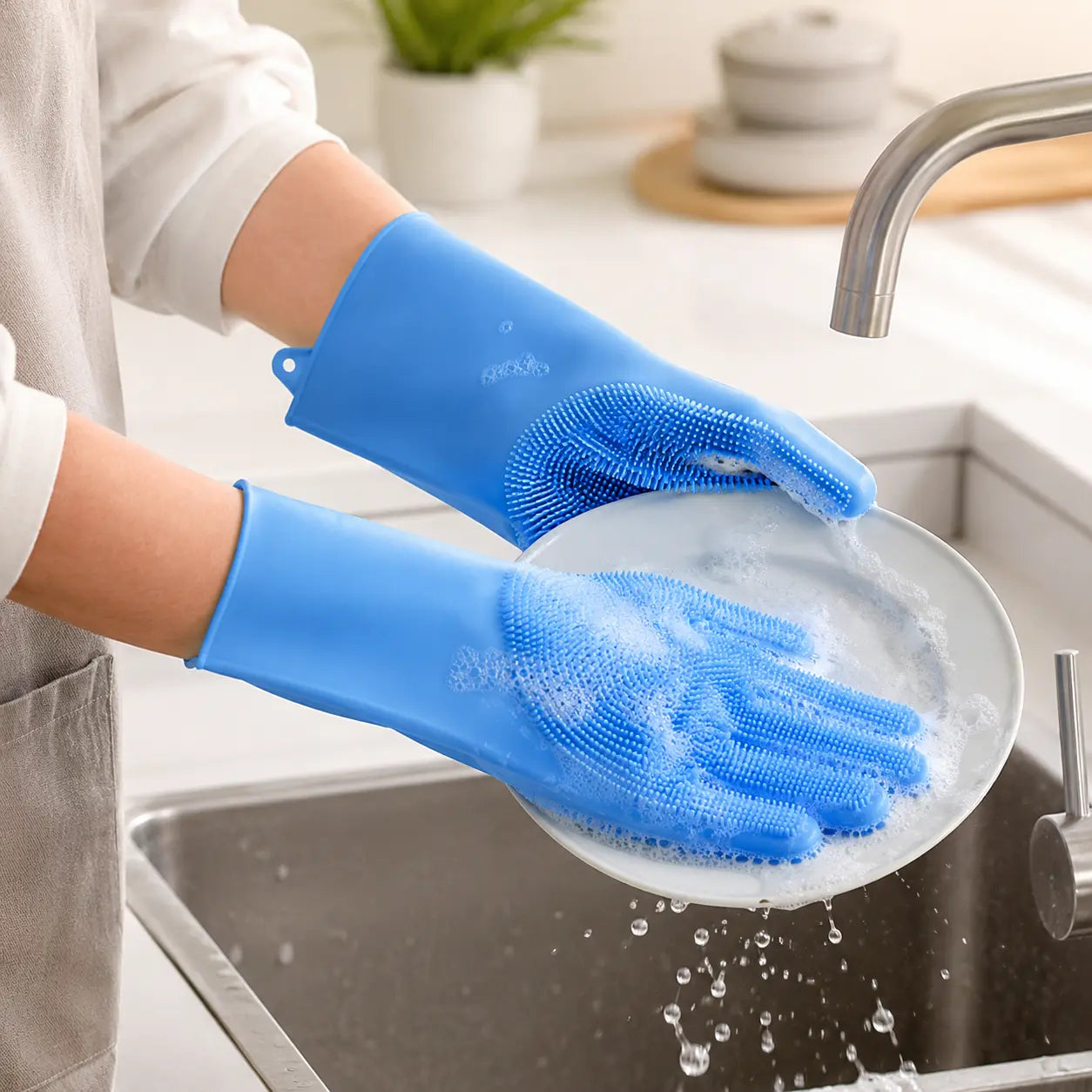Silicone Scrubbing Gloves Reusable Dish Washing & Cleaning Gloves