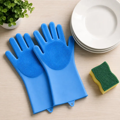 Silicone Scrubbing Gloves Reusable Dish Washing & Cleaning Gloves