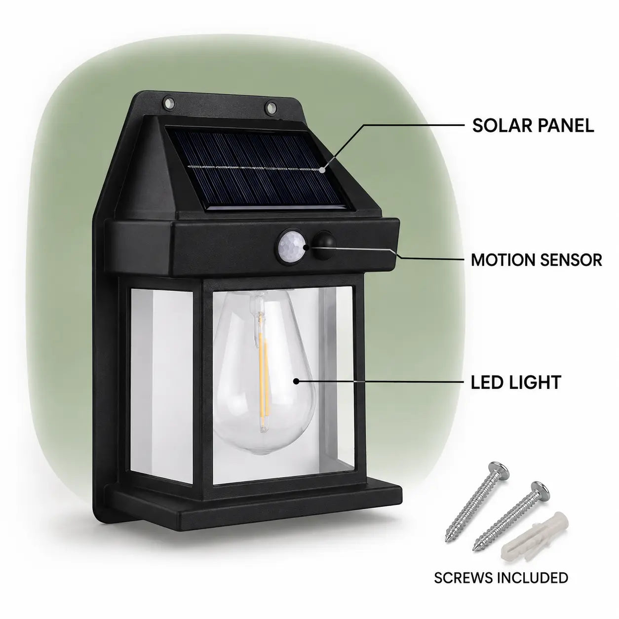 Solar Motion Sensor Wall Light Waterproof Outdoor LED Light